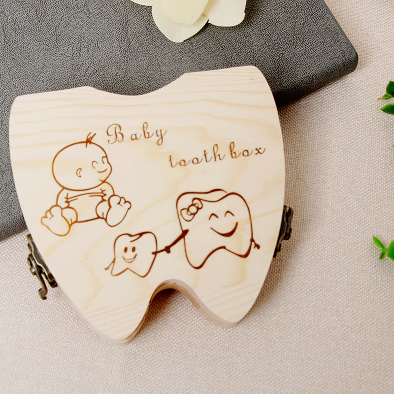 Tooth Shape Зубная коробка для хранения текста детский деревянный ящик для хранения молочных зубов коллекционный держатель коробка для хранения для ребенка Органайзер коробка для молочных зубов - Цвет: Tooth Shape