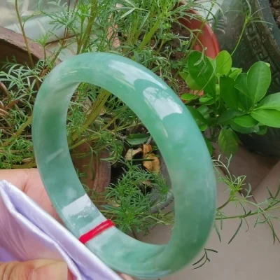 

zheru jewelry natural Burmese jade 54-64mm light green two-color bracelet elegant princess jewelry send mother to girlfriend