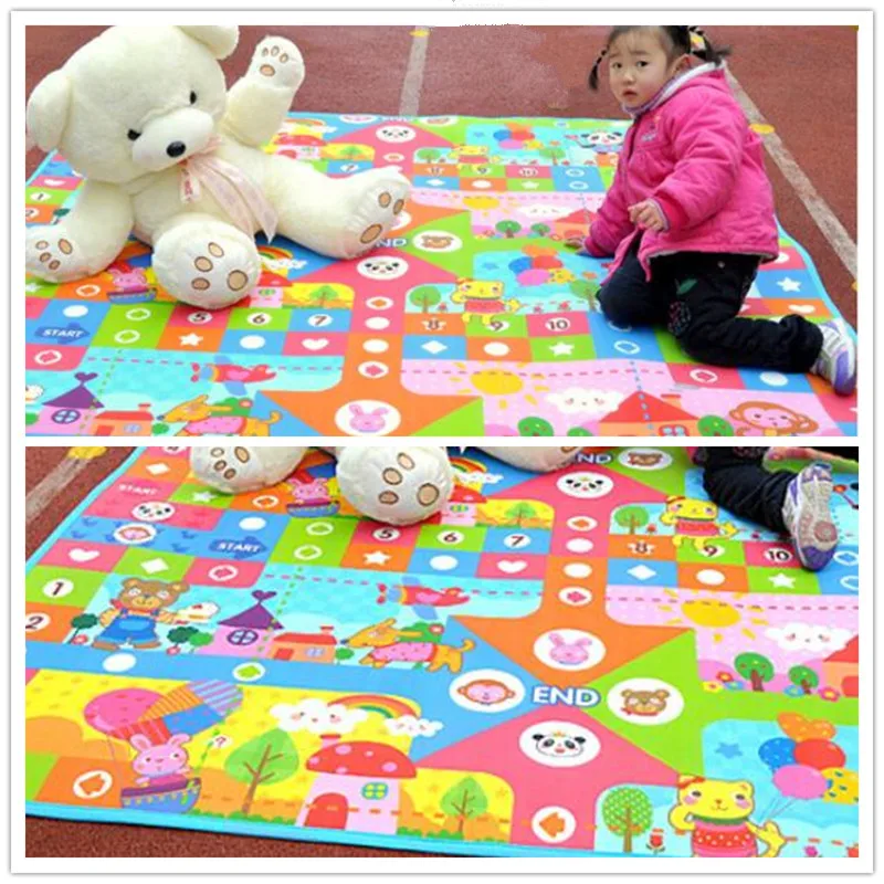 Детский коврик для ползания, летающий шахматный медведь, Детский ковер 2*1,8 м, водонепроницаемый коврик для тренажерного зала, игрушки
