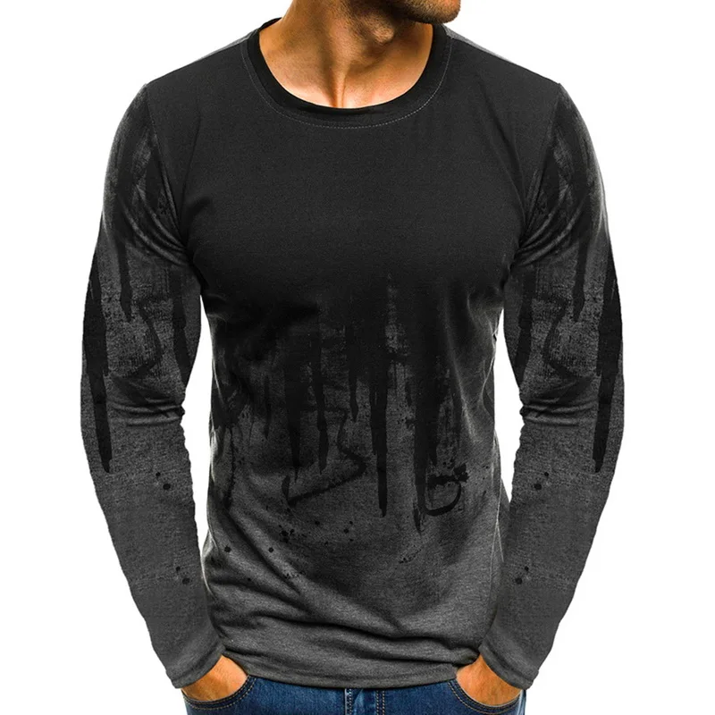 Vogue модная мужская футболка Slim Fit уличная футболка с короткими рукавами VogueBrand мужская стильная хип поп футболка Топы - Цвет: long sleeve3