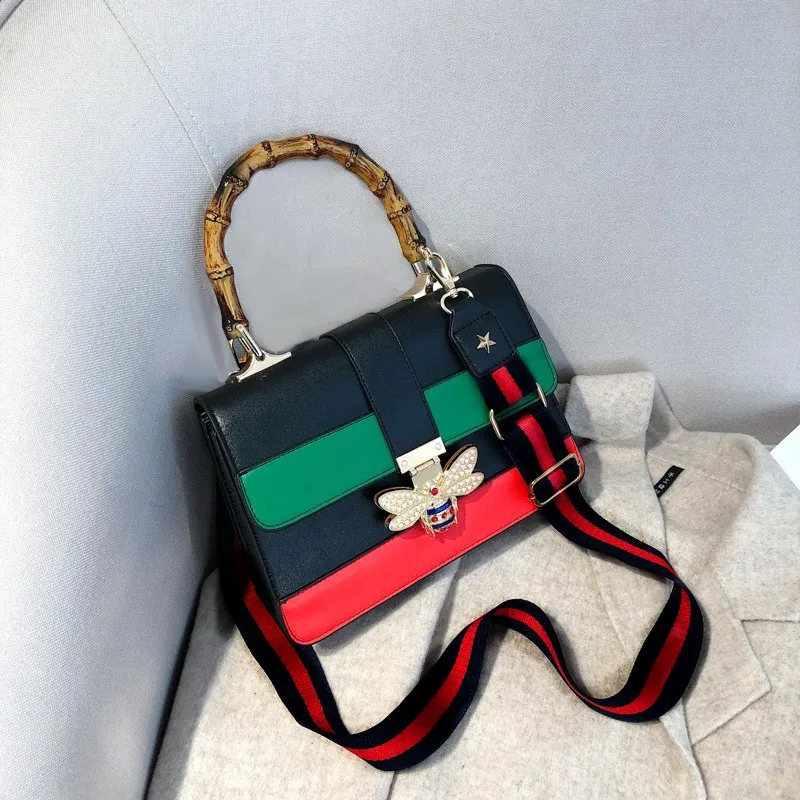 Bags for Women 2020 High Sense of Wide Shoulder Strap Women Handbag New Style Bamboo Bag Fashion Women Bag Bee Bag Messenger Bag
