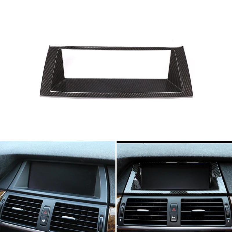 

Car Styling Carbon Fiber Texture Interior Dashboard Panel Navigation Screen Frame Cover Trim For BMW X5 X6 E70 E71