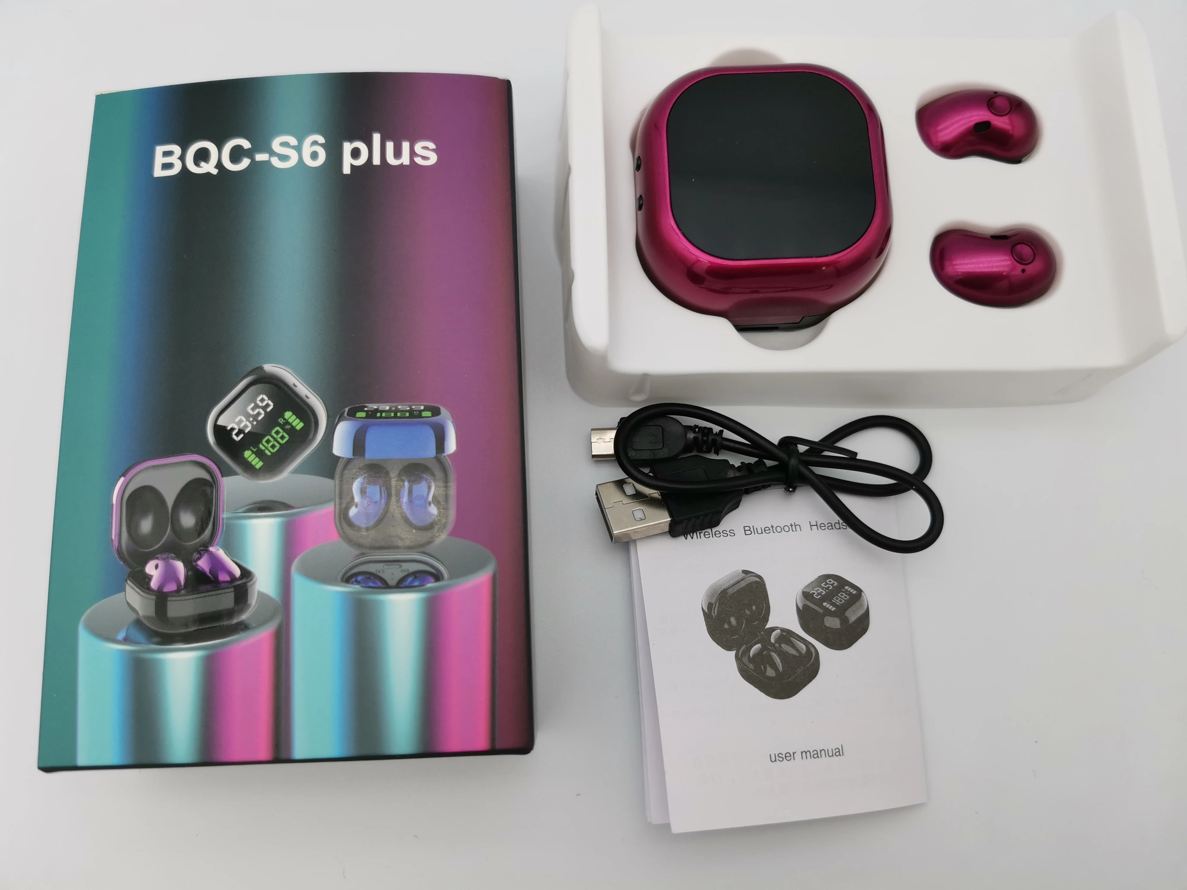 Hot Sale New S6plus Black TWS Bluetooth Headphones Stereo Wireless Headset Earbuds In Ear Earphones Ear Buds For Mobile Phone