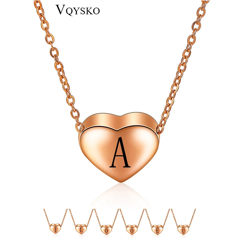 

Romantic Heart Pendants Chokers Necklaces For Women Jewelry 316L Stainless Steel 26 Letters Initial Necklace Wholesale
