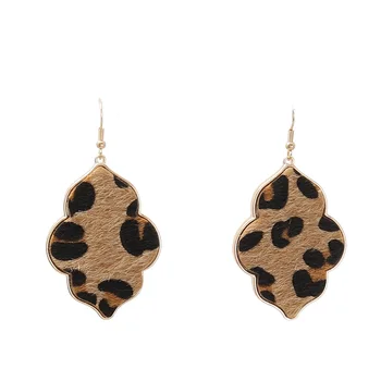 

2019 Lip Shaped Morrocan Leopard simulation hair Abalone shell drop earrings Wholesale