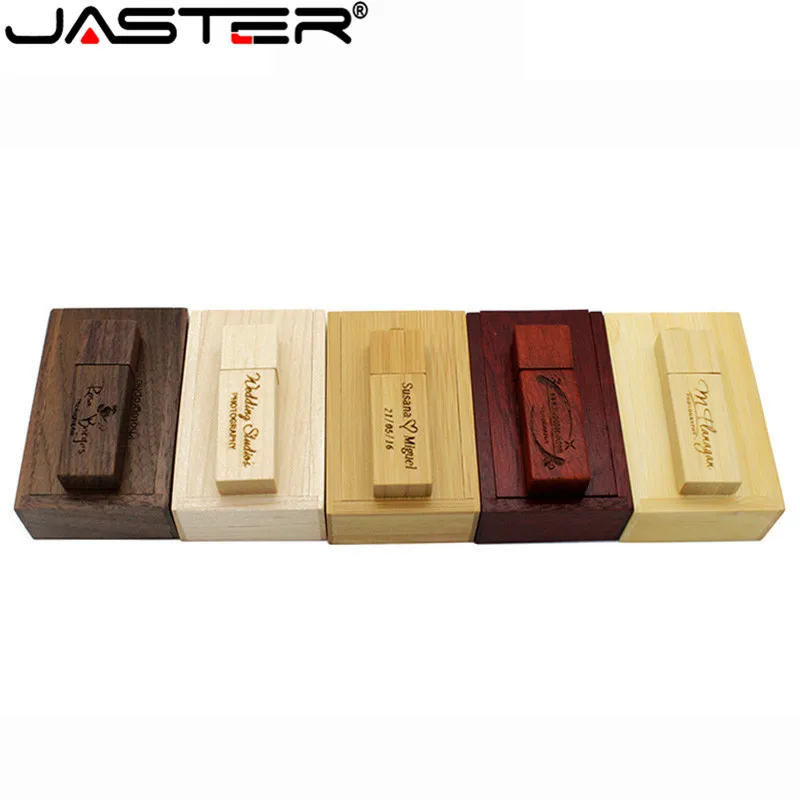 JASTER фотография клиента Логотип Деревянный usb+ коробка usb флэш-накопитель Флешка 4 ГБ 8 ГБ 16 ГБ 32 ГБ свадебный подарок(более 10 шт бесплатный логотип