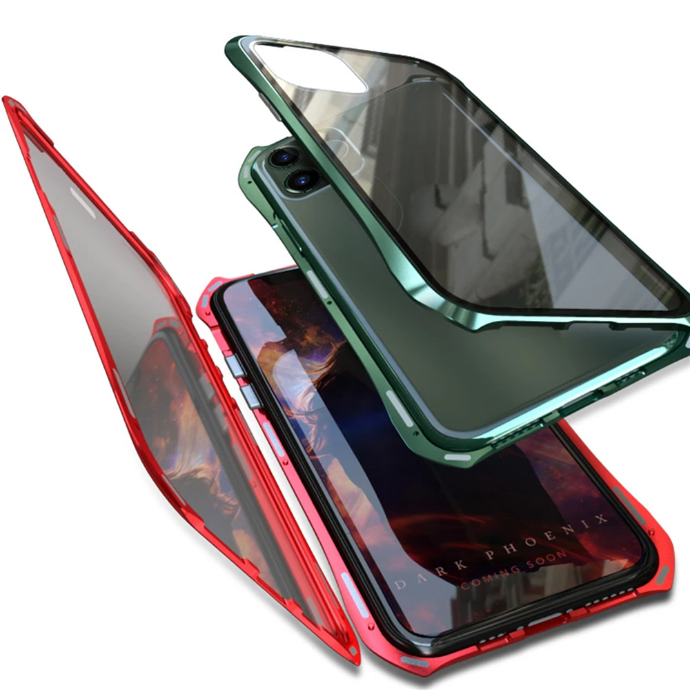 Для iPhone 11 Pro Max противоударный жесткий чехол для телефона Магнитная Адсорбция двухсторонняя, для стекла защитная оболочка для телефонов iPhone 11/11Pro