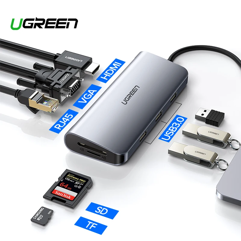 Продажа Ugreen Thunderbolt 3 док станция font b USB b font Type C к HDMI концентратор адаптер для MacBook Samsung Dex Galaxy S10 S9 font b USB b font C конвертер Thunderbolt HDMI