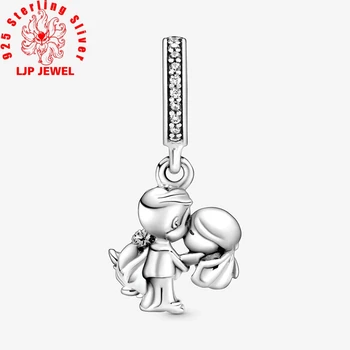 

Hot Sale 925 Sterling Silver Beads Married Couple Dangle Charms fit Original Pandora Bracelets Women DIY Jewelry