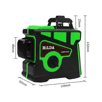 

Huepar 12 Lines 3D Cross Line Laser Level with Orsam Green Laser Beam Self-Leveling 360 Vertical and Horizontal Cross Powerful