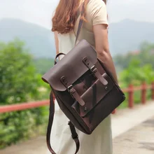 Женский рюкзак в стиле ретро, модная женская сумка в молодежном стиле, кожаная вместительная сумка Crazy Horse, дорожная сумка