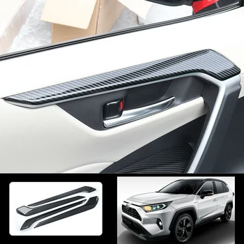 

4Pcs ABS Carbon Fiber Car Inner Door Panel Armrest Cover Trim Door Handle Cover Trim For Toyota RAV4 2019 2020
