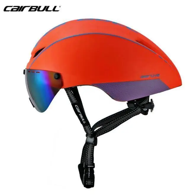 orange blue Cairbull шлем велосипед Mtb новая модель 8 цветов Aero Aero-r1 очки велосипедный сверхлегкий Mtb Tt Магнитный УФ солнцезащитный козырек - Цвет: orange blue