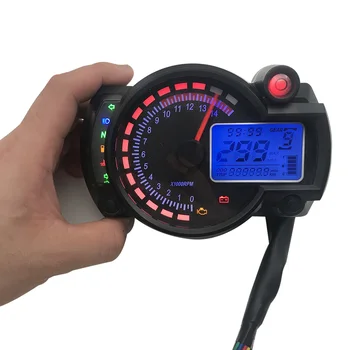 

Universal Motorcycle Digital Light LCD Speedometer Odometer Tachometer W/ Speed Sensor 7 Color Display Oil Level Meter