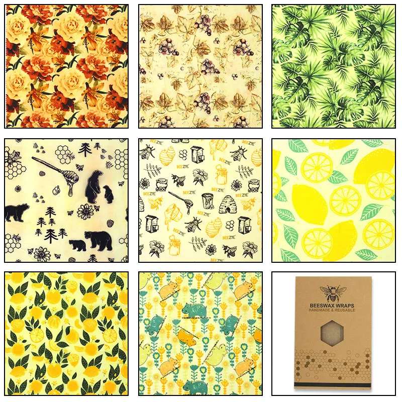 Reusable packaged food preservation bee beeswax wrapped cloth cover beeswax cloth can be customized pattern size