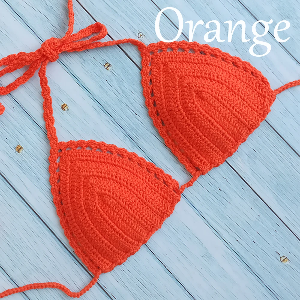 orange 10 видов цветов есть подкладка на груди Микро Бикини Топ крючком сексуальный бандаж купальник пуш-ап бюстгальтер пляжная одежда для женщин плюс размер купальники - Цвет: orange