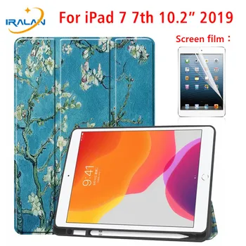 

New Case for Apple iPad 10.2 7th Generation Funda With Pencil Holder Magnetic Smart Stand Cover for iPad 10.2" 2019 Case+Film