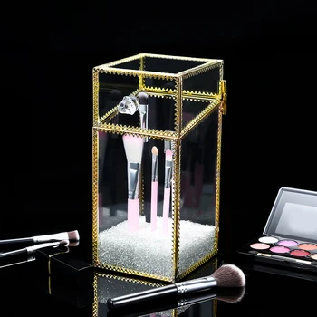 

Cosmetic Organizer Holder Dustproof Stand Transparent Makeup Brush Storage Box Cosmetics Storage Container Sundries Case