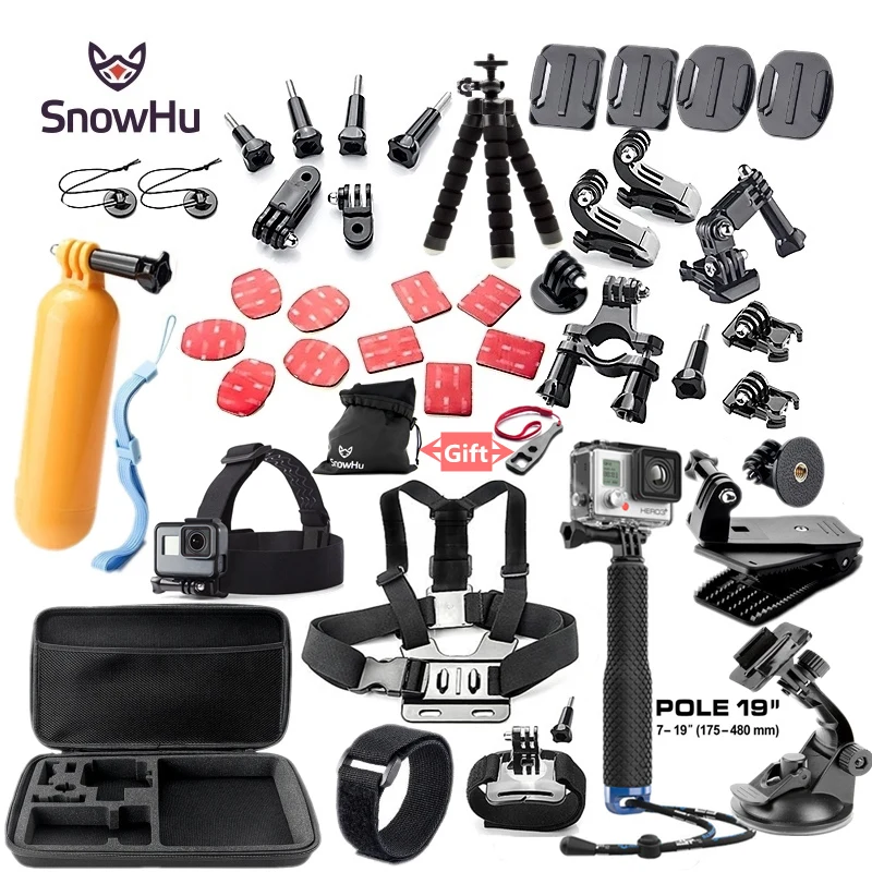 Аксессуары snowhu для GoPro Набор для go pro hero 8 7 6 5 4 комплект 3 способ селфи палка для Eken h8r/для xiaomi для yi EVA чехол GS52