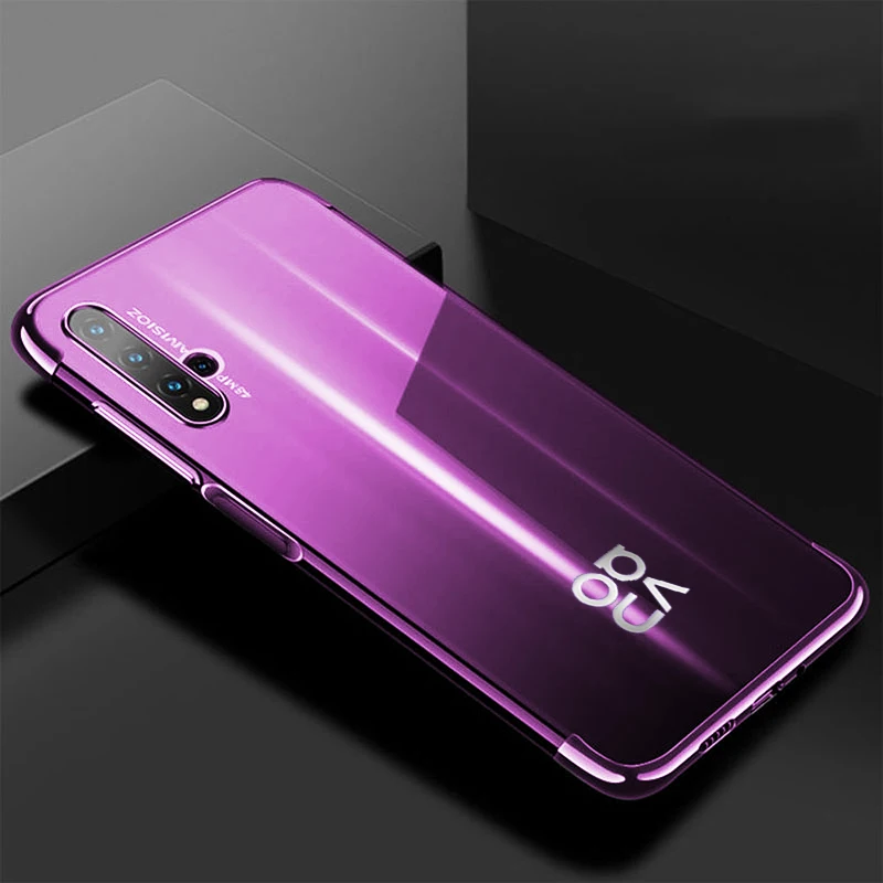 Силиконовый чехол для huawei Nova 5 T, чехол, роскошный бампер, прозрачная задняя крышка, прозрачный чехол для телефона huawei Nova 5 T Nova5T 5 T, чехол - Color: Purple