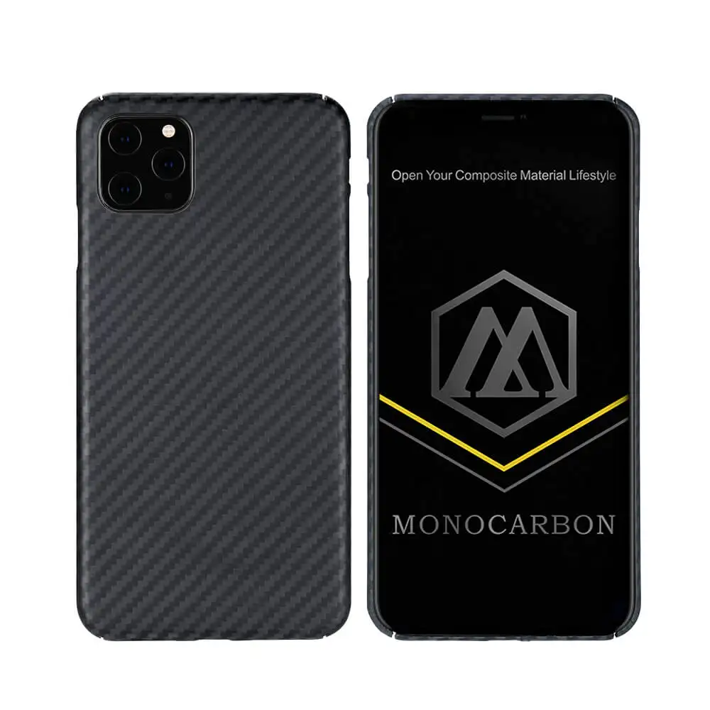 Black MONOCARBON арамидное волокно чехол для iPhone 11 Pro 5,8 ''11 6,1'' 11 Pro 6,5 ''с 4 Сторон защиты Тонкий чехол - Цвет: Black