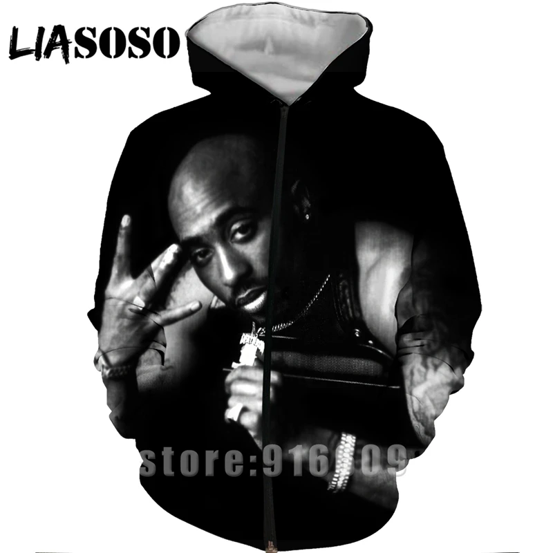 Тупак 2Pac 90 Рэппер Харадзюку спортивный костюм 3D принт Толстовка Рок куртка диджея/мужские женские пуловеры на молнии хип-хоп размера плюс
