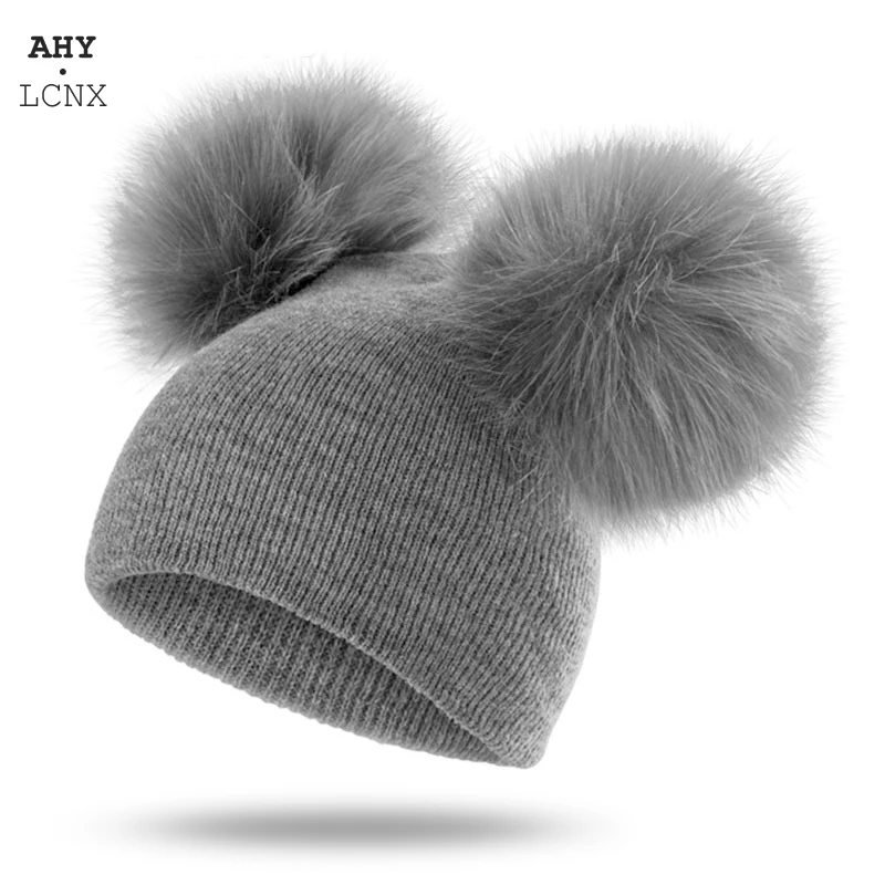 0-2 Years Winter Warm Children Knitted Hat Infant Kids Baby Wool Hat Knit Beanie Cap Windproof Big Pompom Boys Girls Pom Pom baby hat knit hat