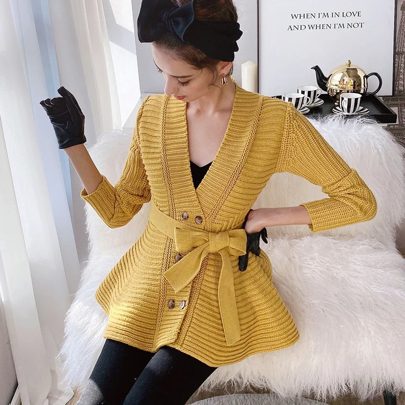 ^Cheap Dabuwawa Vintage Solid Cardigan Women Double Breasted Casual Elegant Knit Sweaters Belt Deep V Neck Office Lady DT1AKJ003 ^Cheap Dabuwawa Vintage Solid Cardigan Women Double Breasted Casual Elegant Knit Sweaters Belt Deep V Neck Office Lady DT1AKJ003