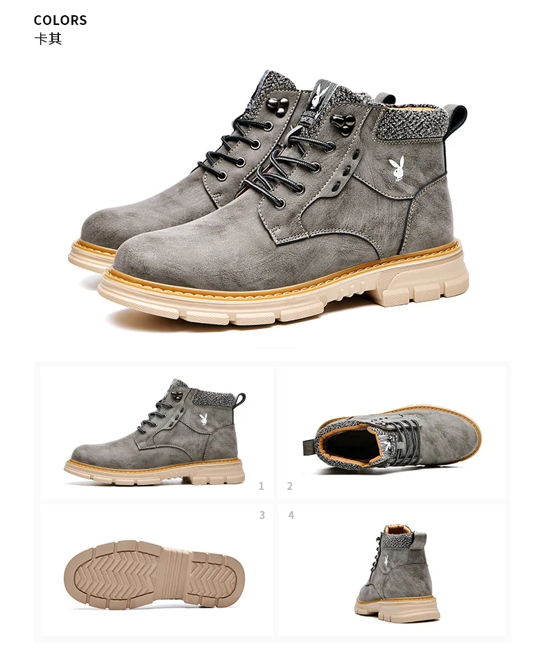 PLAYBOY New Outdoor Hiking Shoes Man Waterproof Hiking Boots High Top Mountain Climbing Camping Shoes Trekking Hunting Footwear