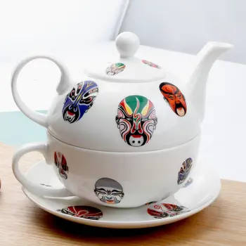 

One pot, one cup, one plate Mother and son teapot bone china tea set