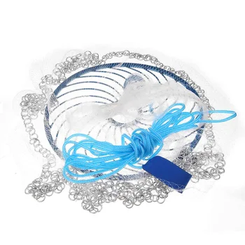 

10FT 3.0M Hand Easy Throw Fishing Net Nylon Mesh Bait Casting Metal Chain Flying Disk Fly Hand Cast Fishing Net New Arrival 2019
