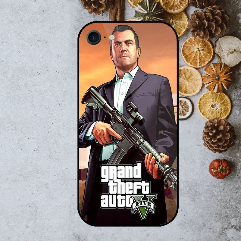 Tempered Glass Mobile Phone Cases for iPhone 5 5S SE X XR XS Max 10 7 6 6s 8 Plus Shell Bags Grand Theft Auto GTA
