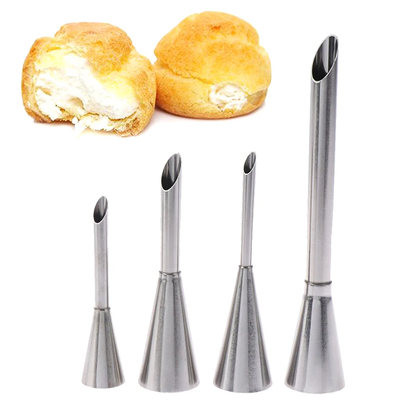 2/3/4/5/6/7pcs Eclair Puff Nozzles Cupcake Filling Tube Pastry Syringe Cream Piping Tips