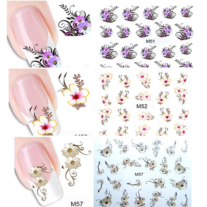 3Sheet Mixed Design Nail Art Stickers Water Decal Flower Nail Stickers DIY Manicure Watermark Accessories Nail Art Decorations