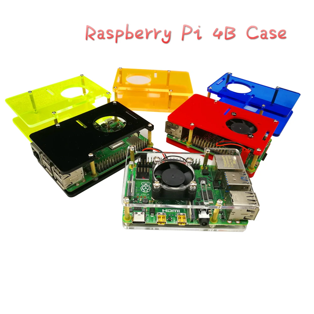 Raspberry Pi 4 чехол Корпус пластиковая крышка с охлаждающим корпус вентилятора корпус многоцветный для Raspberry Pi 4 Модель B