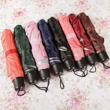 Tri-fold Solid Color Umbrella Women UV Small Umbrellas Parasol Girls Anti-UV Waterproof Portable Ultralight Travel Dropshipping