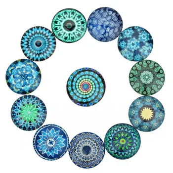 

20pcs/lot 25 20 14 12 10 mm Mixed Bohemia Flowers Beads Photo Glass Cabochon Round Pendant Charms For Jewelry Making
