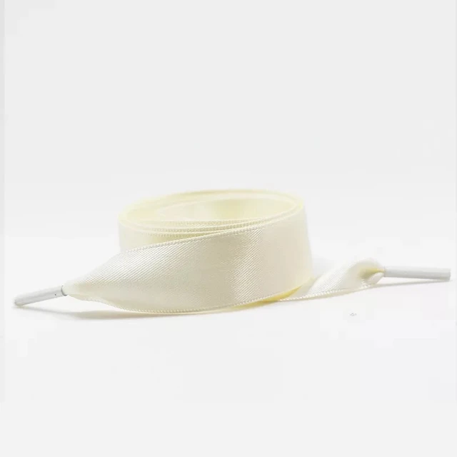 1 Pair 22 Colors Silk Satin Shoelaces 2 CM Width Flat Ribbon Shoe laces Boots Women Sneakers Shoelace Length 80CM 100CM 120CM S1 Beige