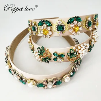 

Crystal Pearl Handmade Hoop Wedding grape Tiaras Hair Band Headpiece Hair Jewelry Women Wedding Hair Accessories dropshipping 1