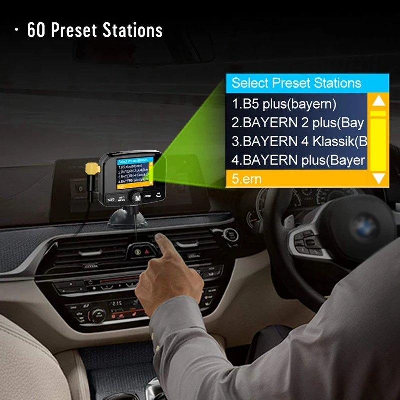 HOT-DAB/DAB+ Автомобильный радиоадаптер, автомагнитола с Bluetooth Handsfree+ DAB передатчик+ fm-передатчик+ Aux вход/выход+ TF C