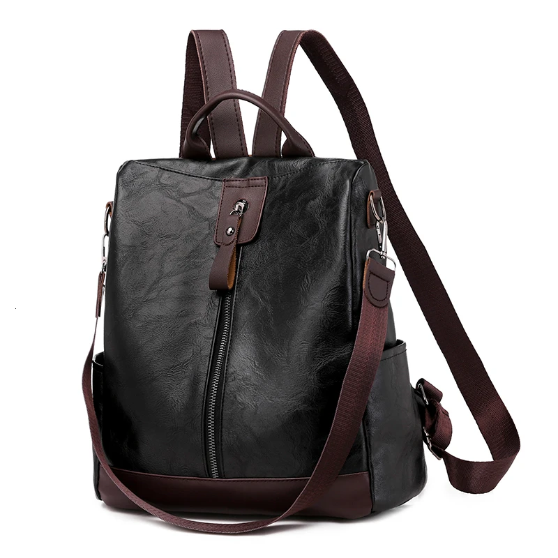 Женские кожаные рюкзаки,, Mochilas, женский рюкзак, женский рюкзак, школьные сумки для девочек, Sac A Dos, Одноцветный рюкзак для путешествий, Новинка - Цвет: black