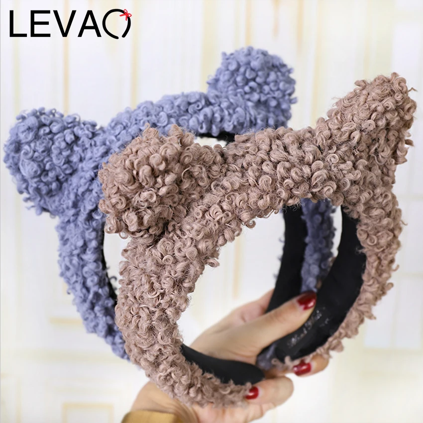 

Levao Fashion Plush Hairbands For Women Animal Ear Hair Hoop Bands Cute Winter Wool Roll Headband Bezel Girls Hair Accessories