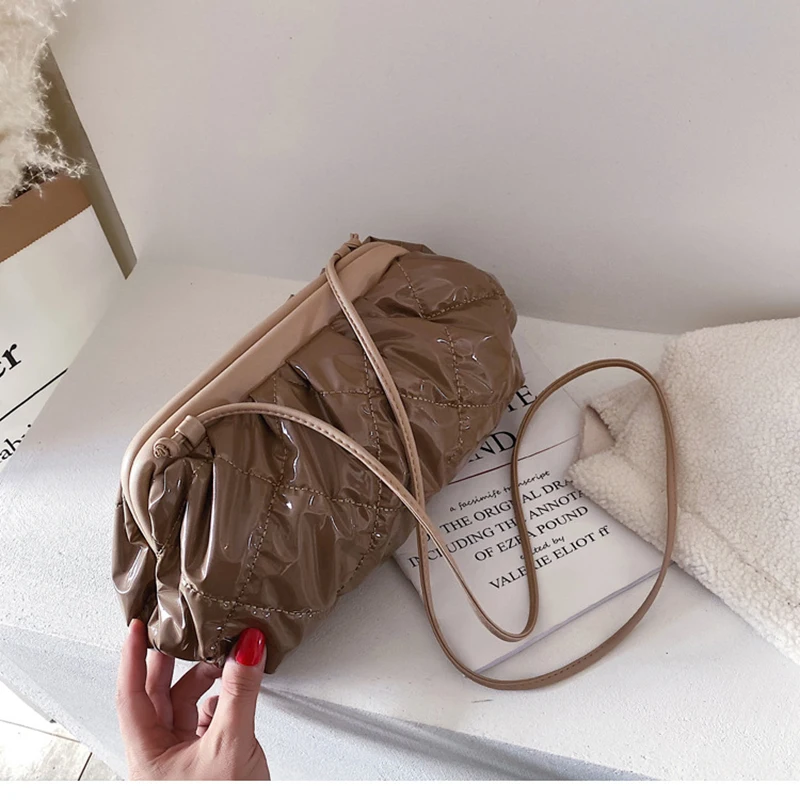 Khaki handbag Сумка-клатч для женщин, сумка-облако, мягкая кожаная сумка, на одно плечо, косой, дамские сумки-мессенджеры через плечо, женская сумка-мессенджер из искусственной кожи - Цвет: Khaki handbag