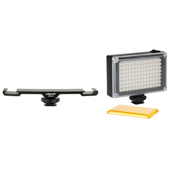 

Ulanzi 1Pcs Dual Hot Shoe Mount Extension Bracket & 1Pcs 112 Led Dimmable Video Light Rechargable Panal Light