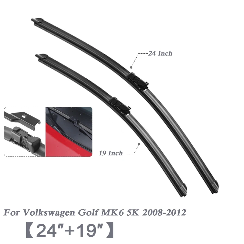 For Golf 08-12 2" 24" автомобильный стиль U бескаркасные Bracketless резиновые лезвия очистителей лобового стекла автомобиля для Volkswagen Polo Golf Beetle Jetta A7 Passat B8 - Цвет: For Golf 08-12