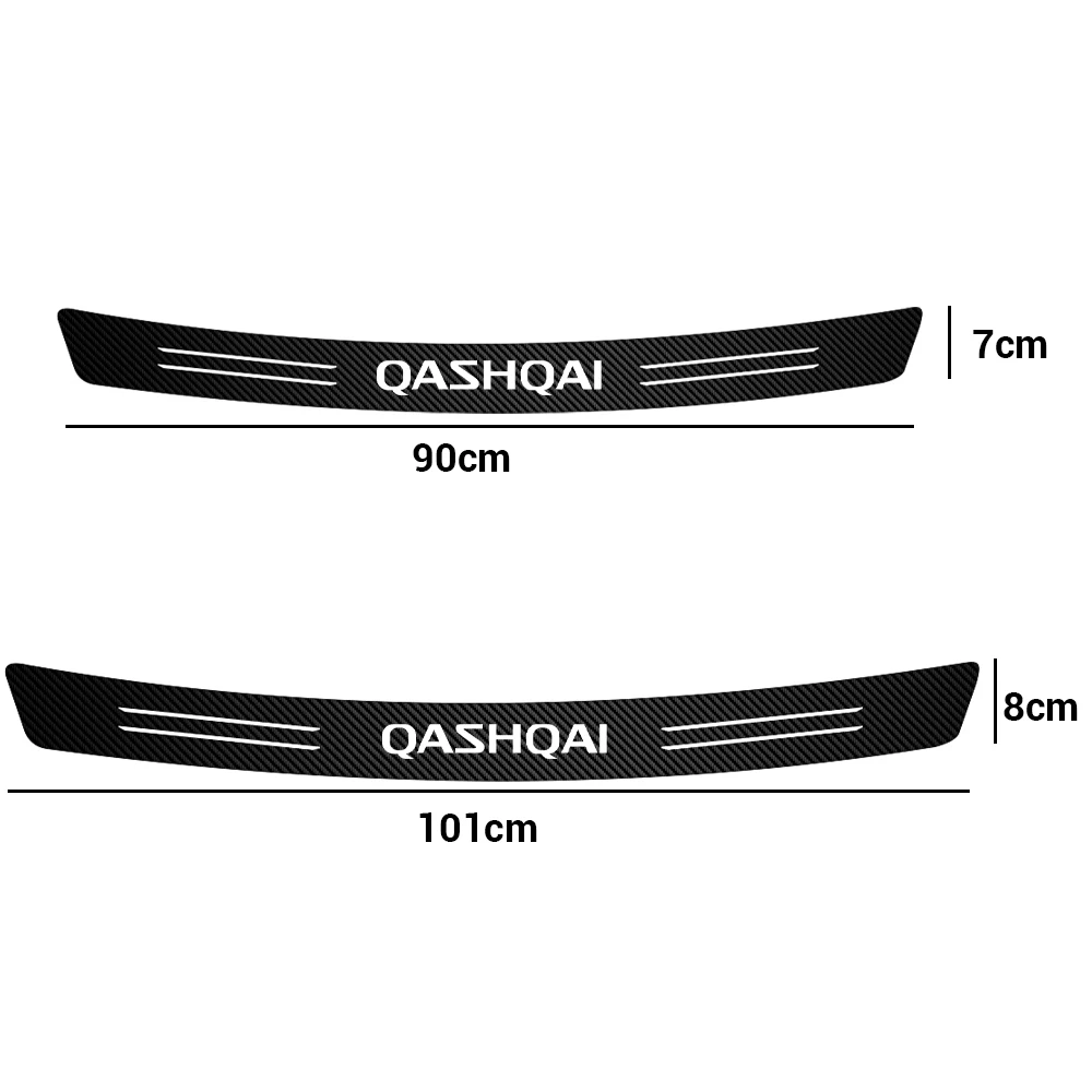 For Nissan Qashqai Accessories Carbon Fiber Car Rear Bumper Trunk Load Edge Scratch Guard Protector Stickers Styling Decor Decal