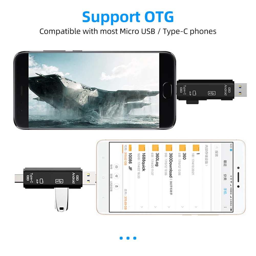 ANKNDO 3в1 кардридер USB 2,0 OTG адаптер Micro USB-Type C адаптер для мобильного телефона карта памяти TF кардридер USB кардридер ПК