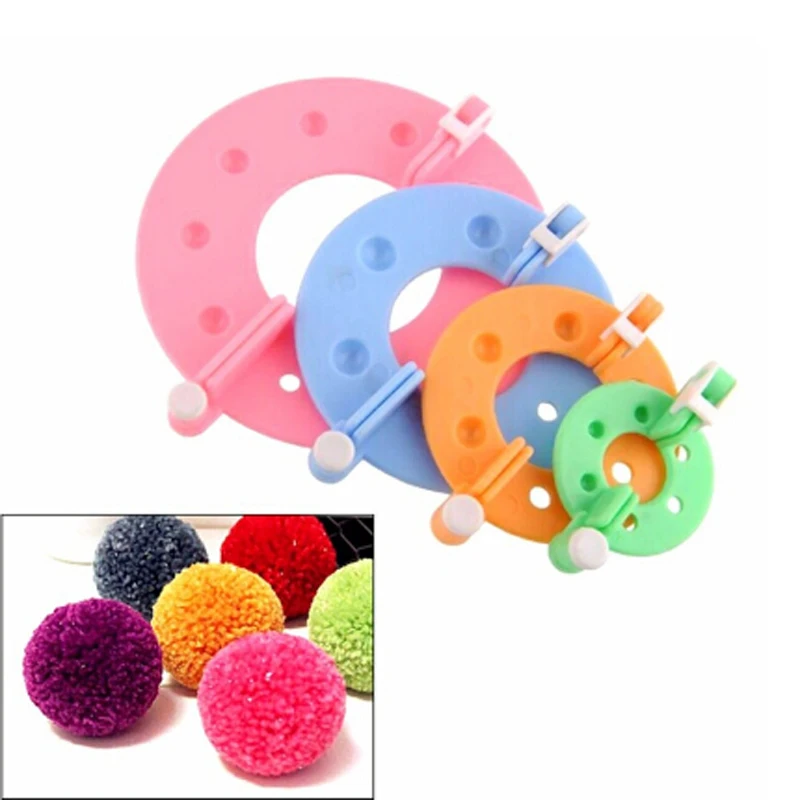 Bola de pelusa para hacer pompones, Kit de telar de punto para niños, suministros para manualidades DIY, aguja de tejer, herramientas de lana, 8 Uds. 4 tamaños