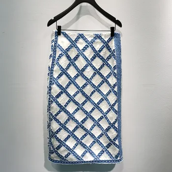 

New small design spring summer 2020 cowboy splicing female bust skirt of the of manual nail bead A word