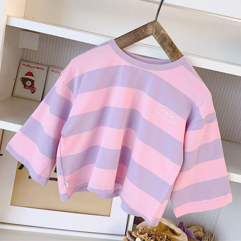 Fashion Spring Autumn Pure Cotton Boys Girls Clothes Baby Girls Boys T-Shirt Children Coat Long Sleeved Stripe T-Shirt